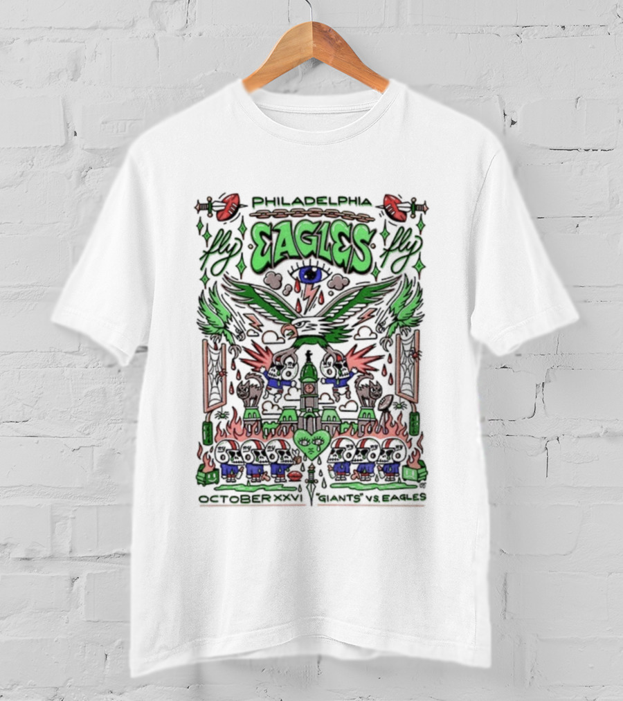 Philadelphia Eagles Fly October XXVI Giants Vs Eagles Victory Wings T-Shirt