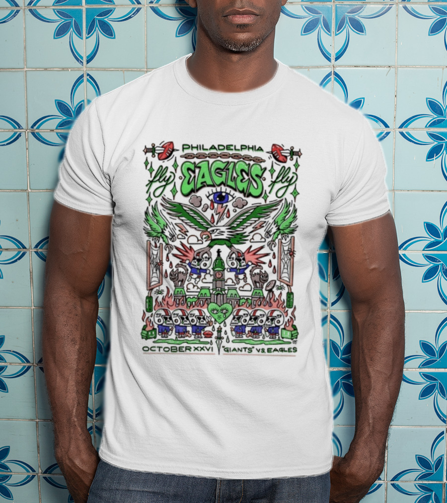 Philadelphia Eagles Fly October XXVI Giants Vs Eagles Victory Wings T-Shirt
