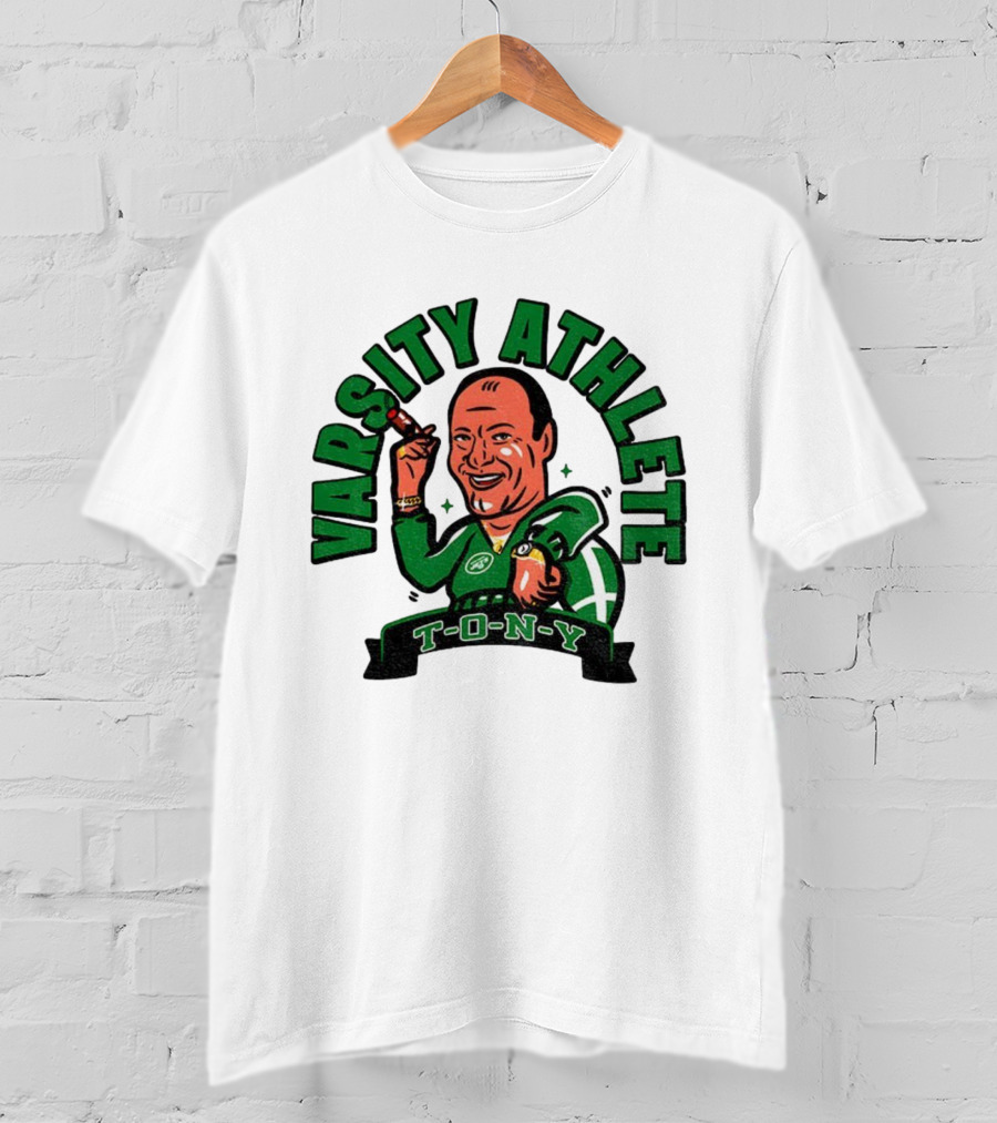 Varsity Athlete T-O-N-Y New York Jets Cartoon T-Shirt
