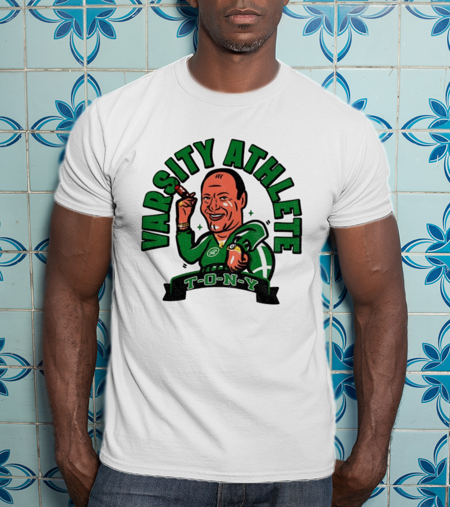 Varsity Athlete T-O-N-Y New York Jets Cartoon T-Shirt