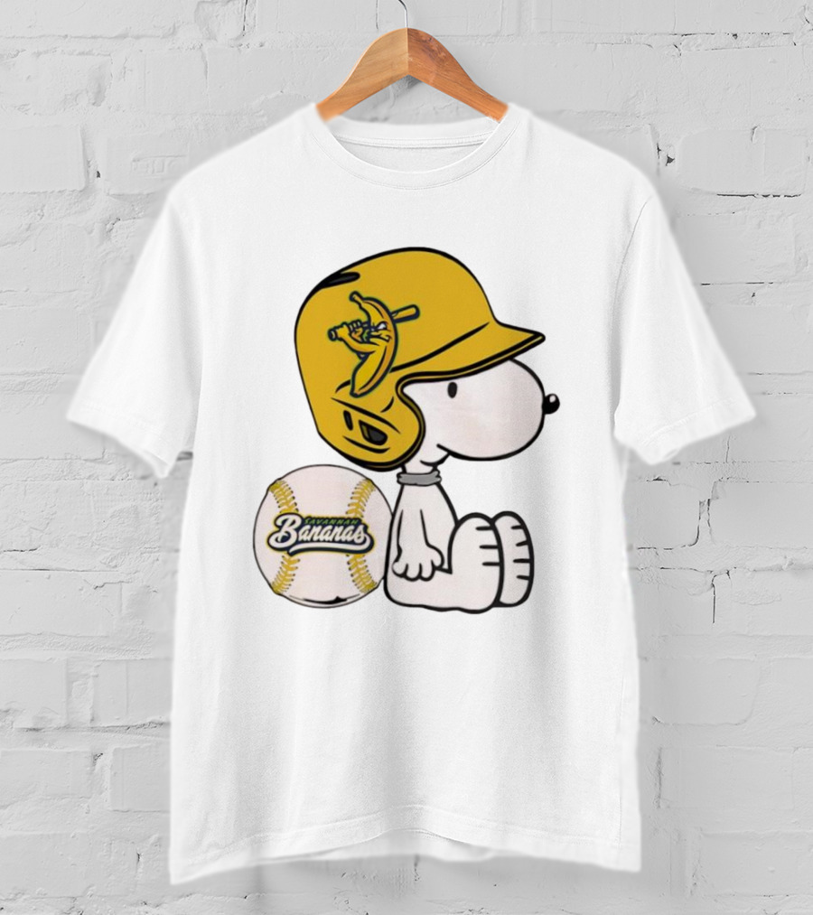 Snoopy Savannah Bananas Baseball Helmet And Ball T-Shirt