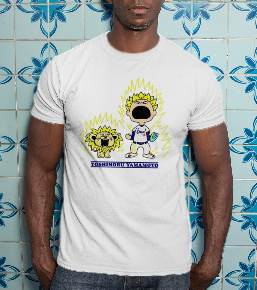 Yoshinobu Yamamoto Charlie Brown Los Angeles Dodgers 18 MLB Super Saiyan Dragon Ball T-Shirt
