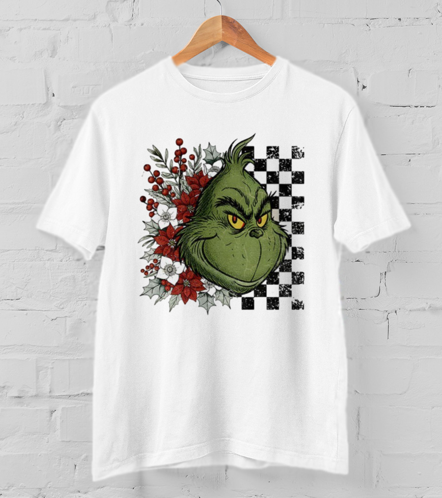 Grinch Floral Christmas Characters Merry Christmas 2025 Festive Design T-Shirt