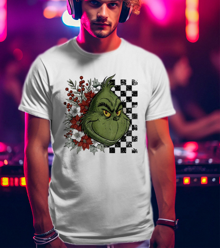 Grinch Floral Christmas Characters Merry Christmas 2025 Festive Design T-Shirt