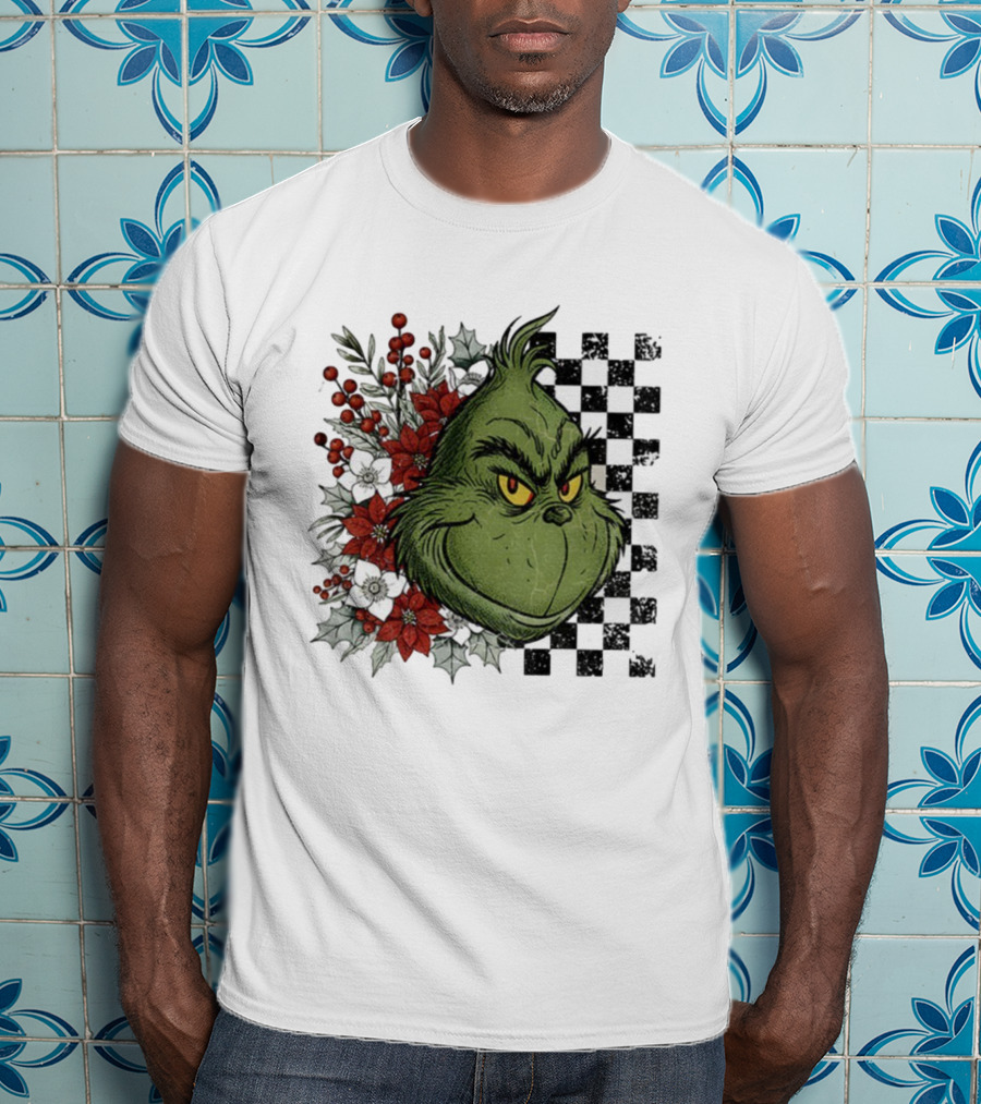 Grinch Floral Christmas Characters Merry Christmas 2025 Festive Design T-Shirt
