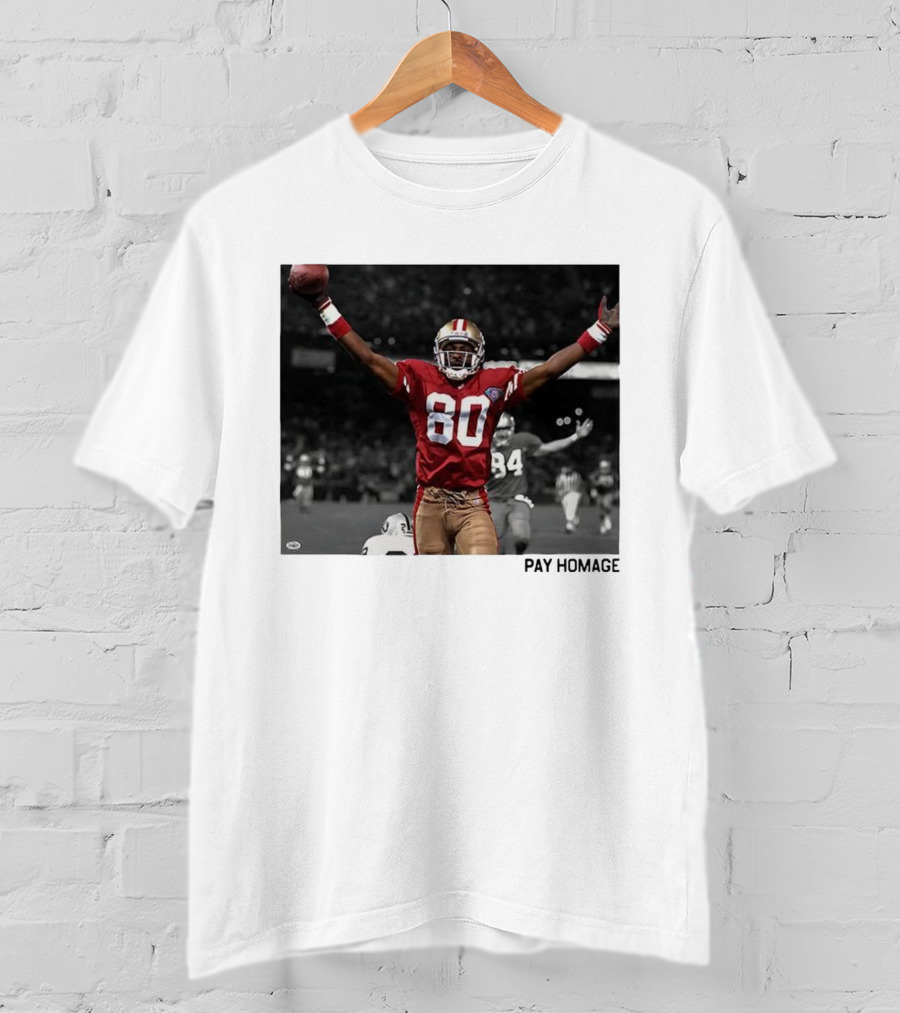 Jerry Rice 80 San Francisco 49ers NFL Pay Homage Legendary Football Hero T-Shirt