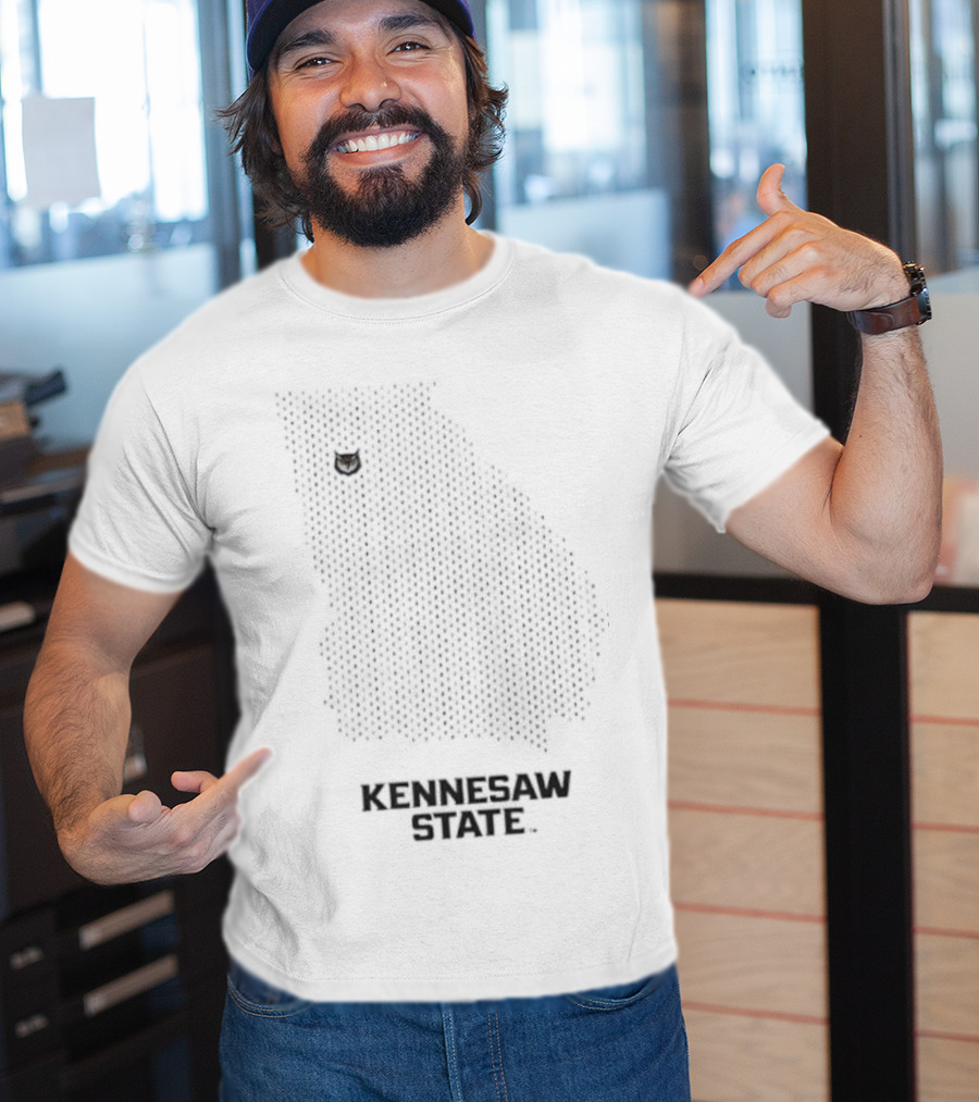 Kennesaw State Owl Emblem With Georgia Mesh Map T-Shirt