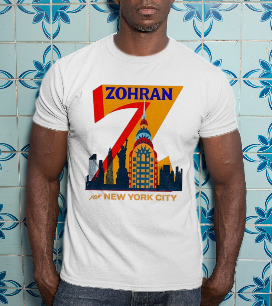 Zohran 2025 New York City Skyline Mayor Mamdani Campaign T-Shirt