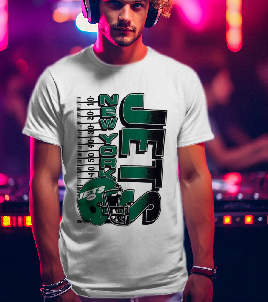 New York Jets NFL Yardage Helmet Vintage Retro 2025 T-Shirt