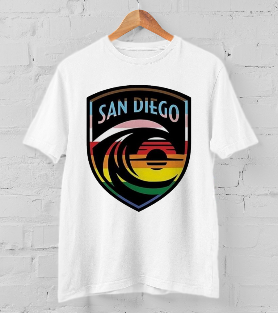 San Diego Wave FC LGBTQ+ Pride Rainbow Wave Sunset T-Shirt