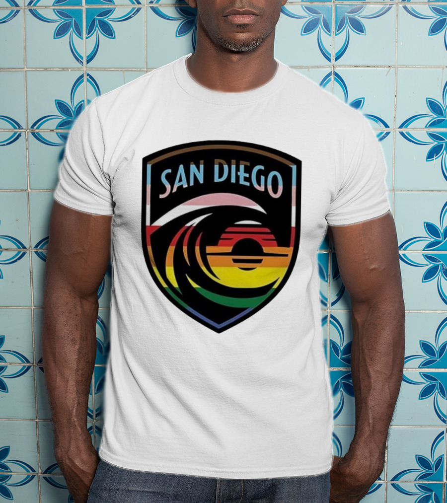 San Diego Wave FC LGBTQ+ Pride Rainbow Wave Sunset T-Shirt