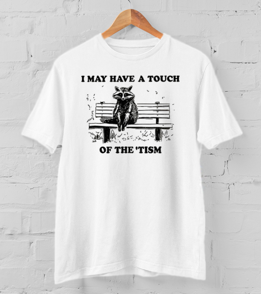 Raccoon I May Have A Touch Of The Tism Vintage Bench Sitting T-Shirt
