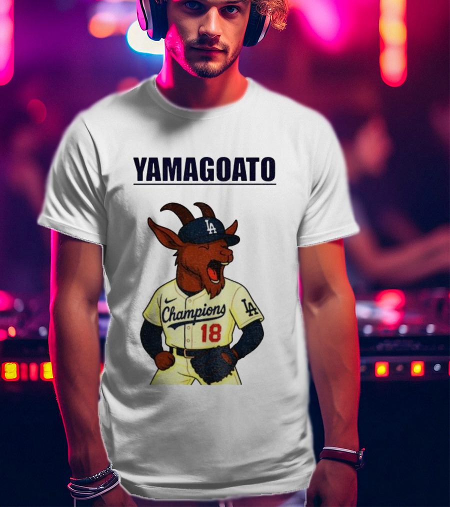 Yamagoato Yoshinobu Yamamoto 18 Champions Los Angeles Dodgers MLB Baseball T-Shirt