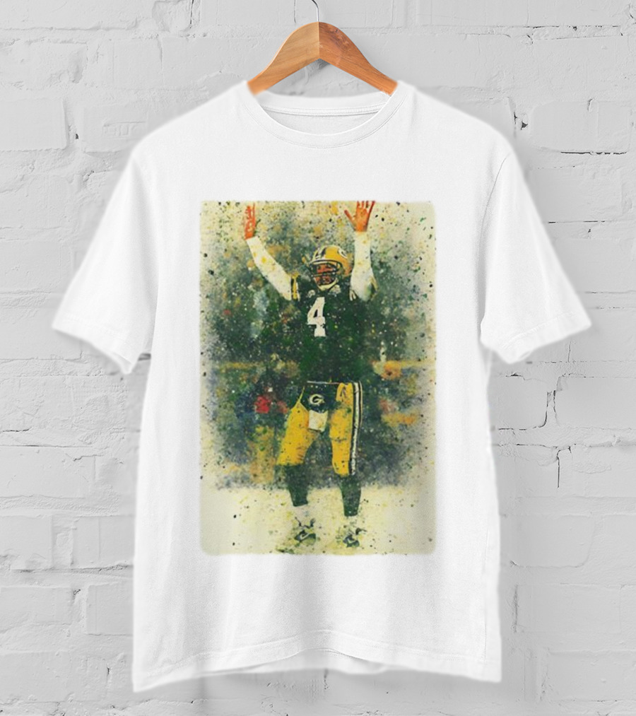 Brett Favre Green Bay Packers Celebratory Splash Number 4 T-Shirt