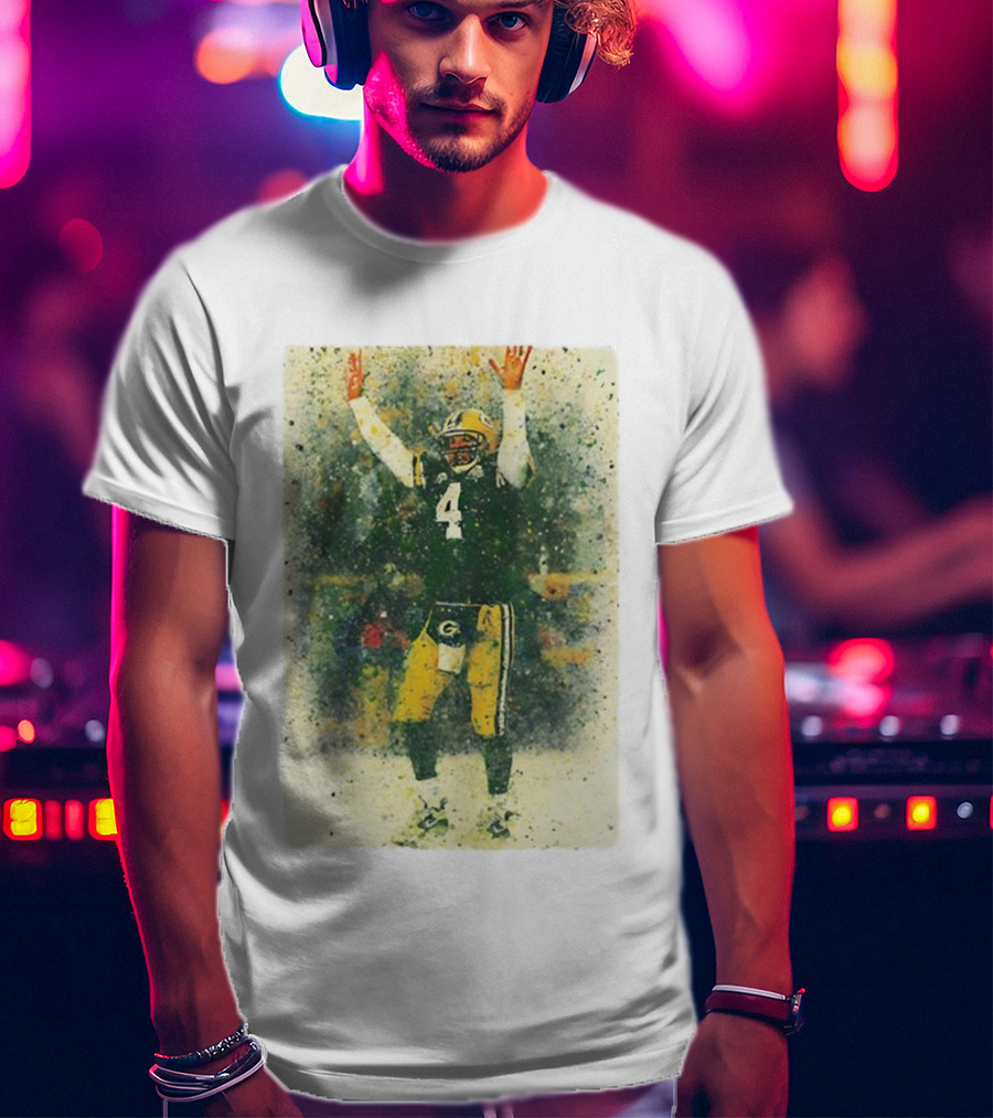 Brett Favre Green Bay Packers Celebratory Splash Number 4 T-Shirt