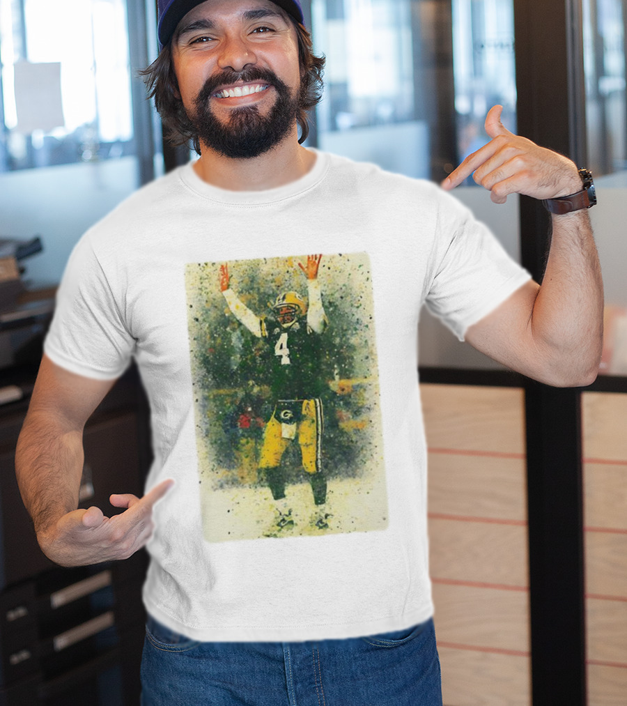 Brett Favre Green Bay Packers Celebratory Splash Number 4 T-Shirt