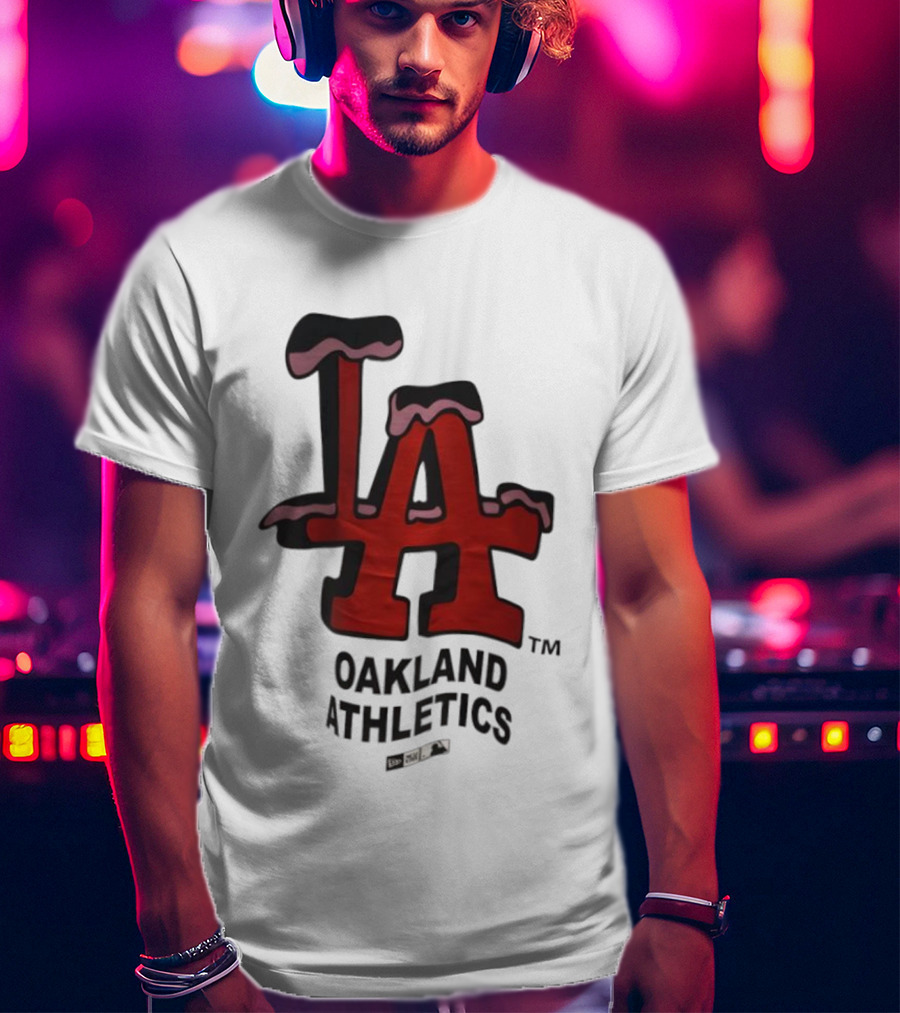 Los Angeles Dodgers Oakland Athletics Snow-Capped Letters T-Shirt