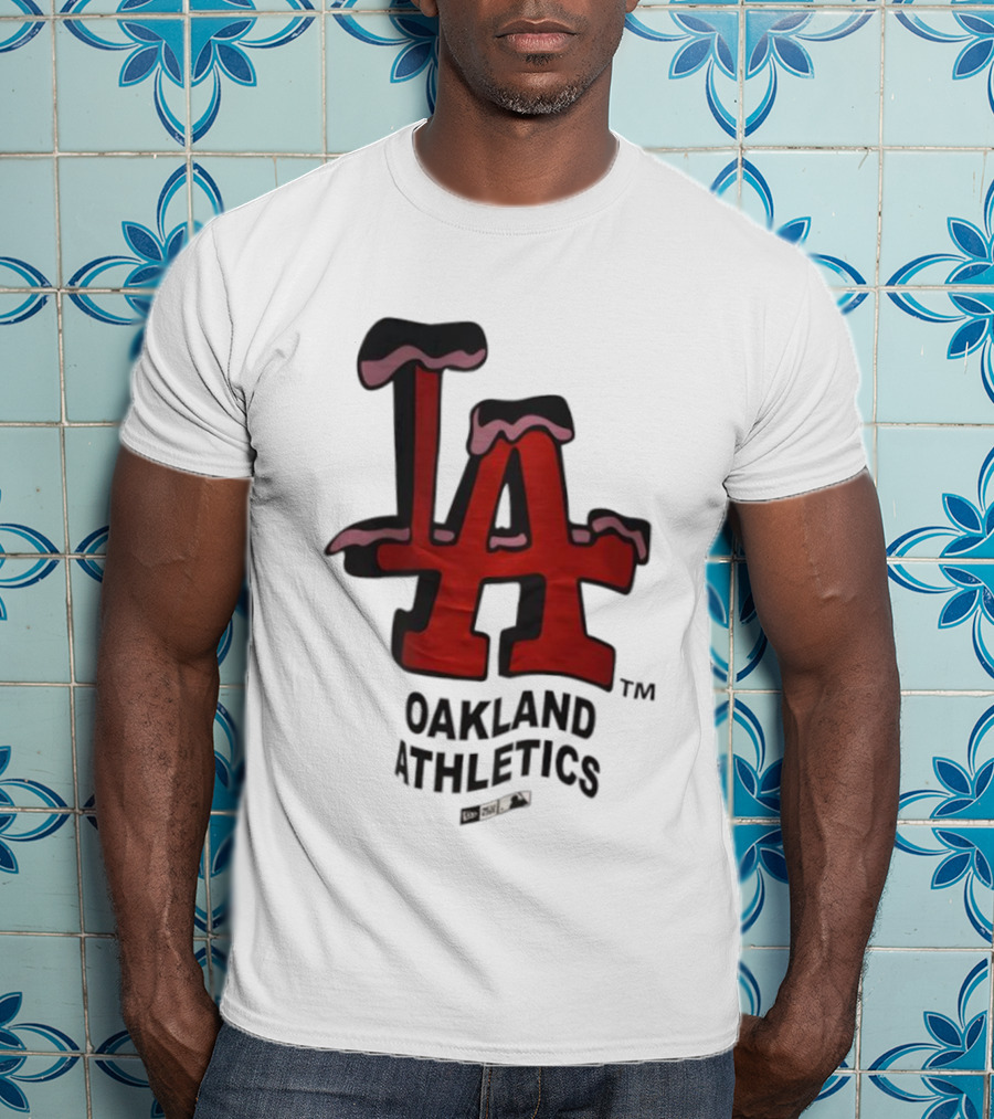 Los Angeles Dodgers Oakland Athletics Snow-Capped Letters T-Shirt