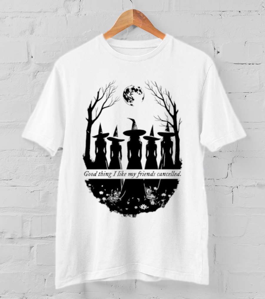 Good Thing I Like My Friends Cancelled Gothic Halloween Moon Twigs T-Shirt