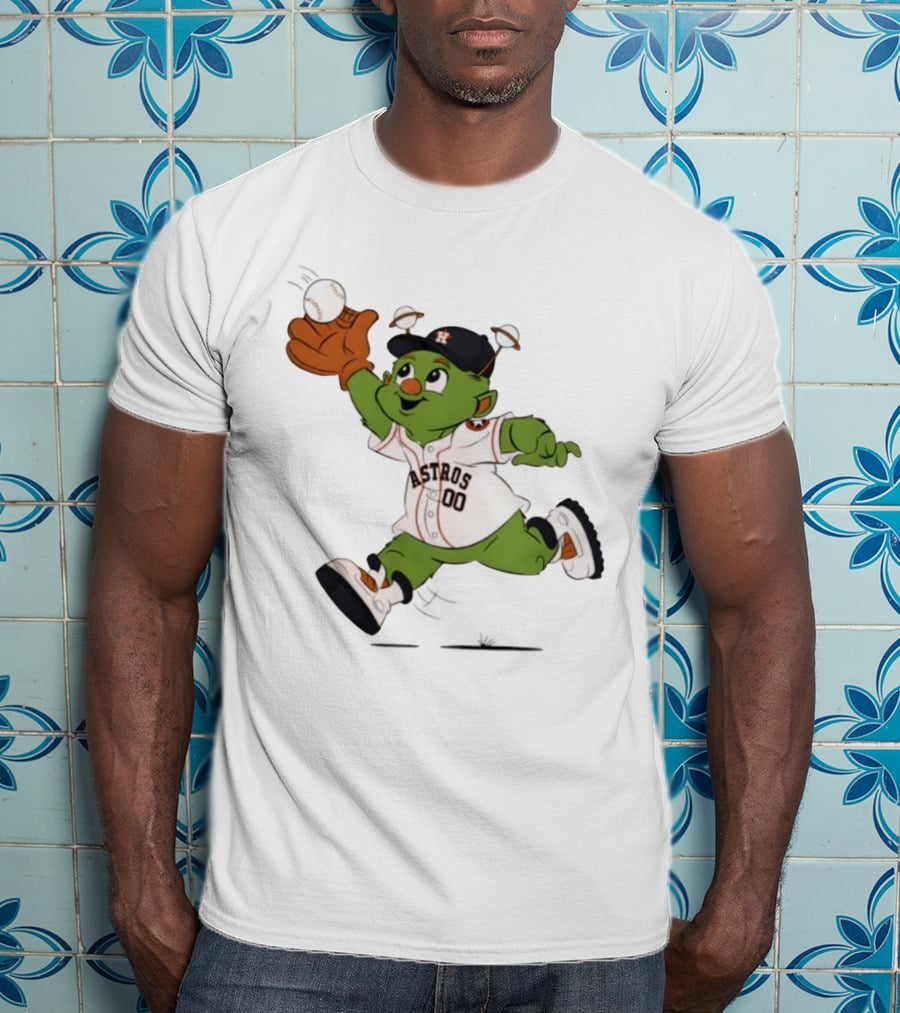 Houston Astros Orbit Mascot Catching Baseball T-Shirt