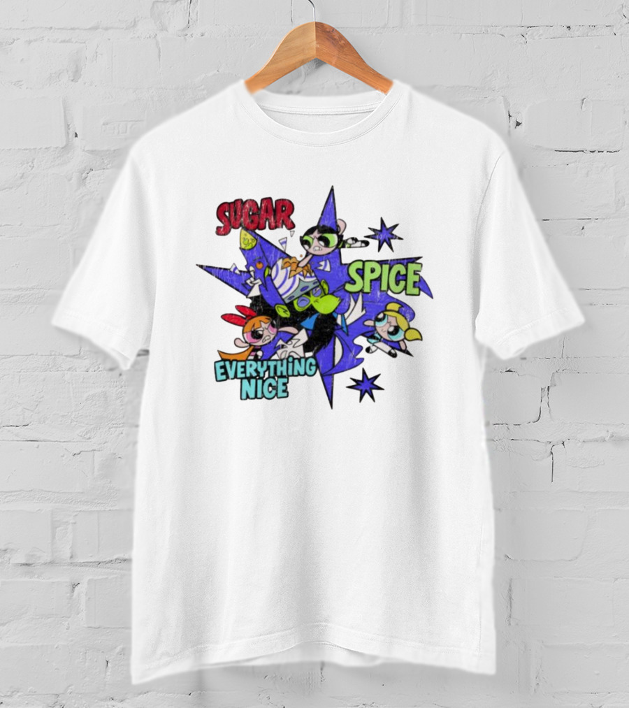 The Powerpuff Girls Sugar Spice Everything Nice Burst Design T-Shirt