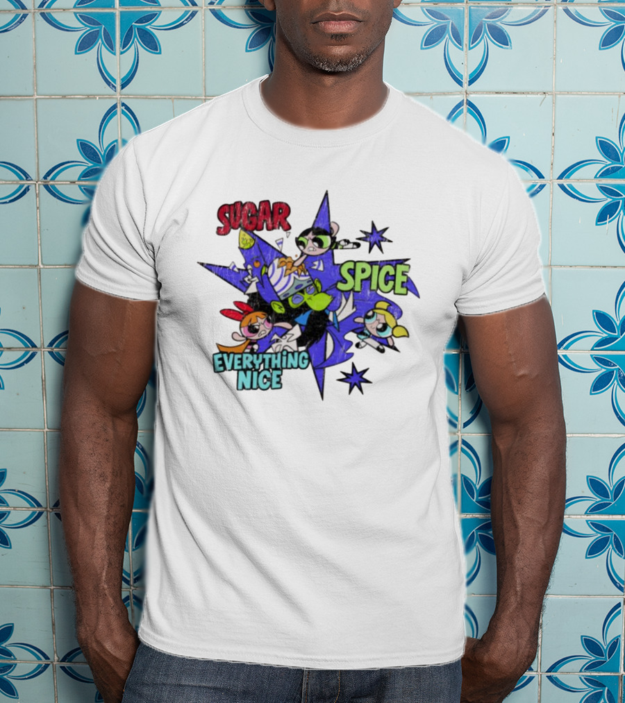 The Powerpuff Girls Sugar Spice Everything Nice Burst Design T-Shirt