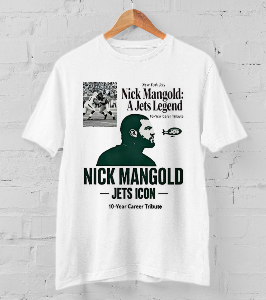 Nick Mangold Jets Icon 10-Year Career Tribute NFL Legend T-Shirt