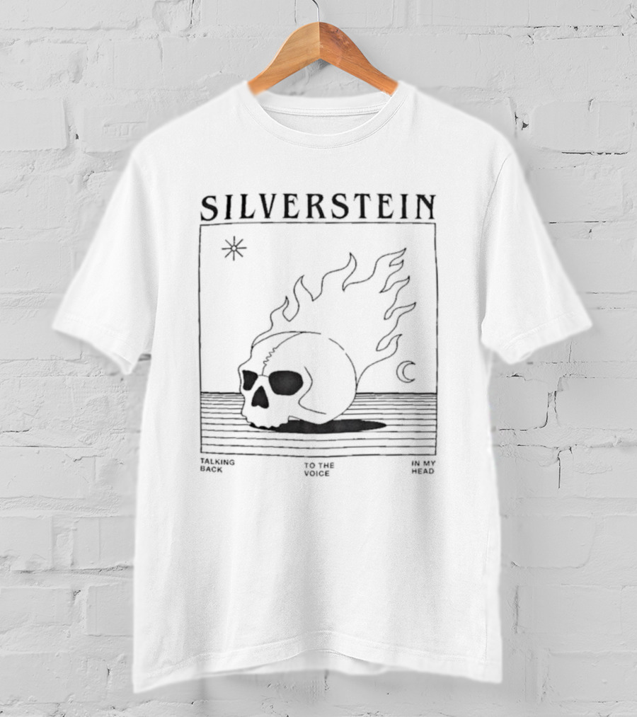 Silverstein Talking Back To The Voice In My Head Flaming Skull Design T-Shirt