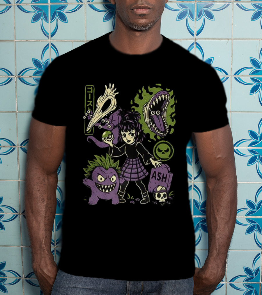 Ghost Monster Trainer Halloween Ash Tribute With Ghostly Characters T-Shirt