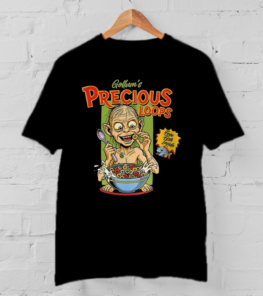Gollum’s Precious Loops Free Fish Inside Lord Of The Rings Froot Loops Parody T-Shirt