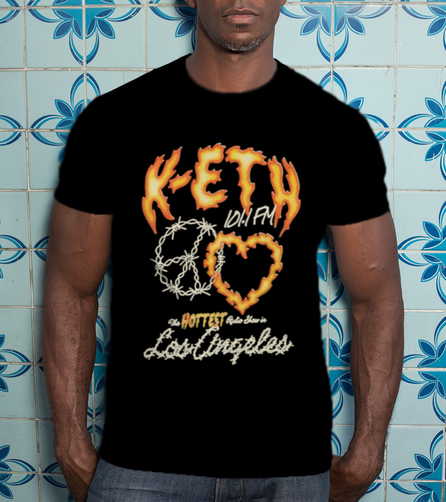 K-ETH Barbed Peace Heart Flame Ed Sheeran Khalid Lyrics T-Shirt