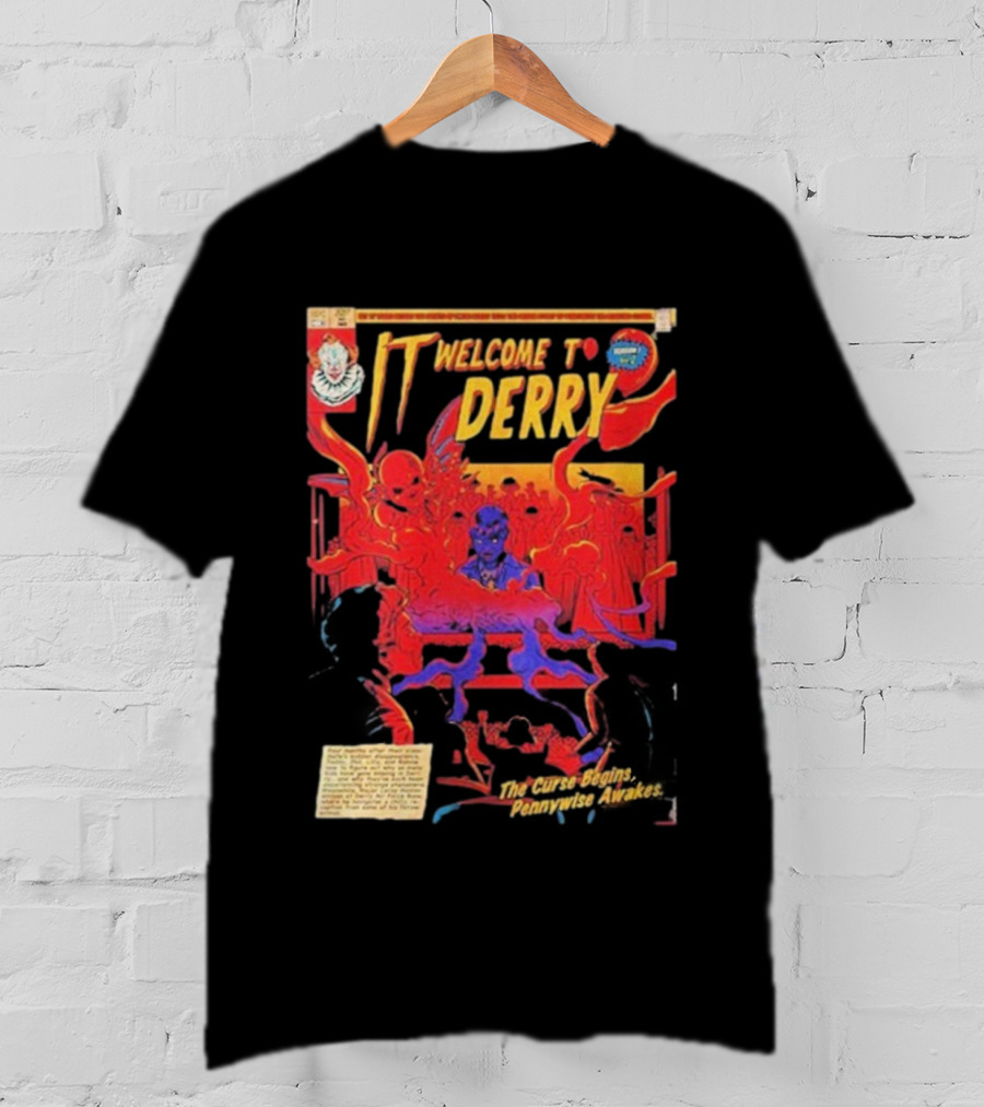 IT Welcome To Derry The Curse Begins Pennywise Awakes Comic Style T-Shirt