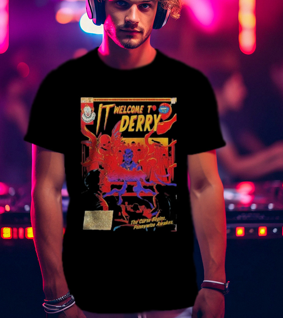 IT Welcome To Derry The Curse Begins Pennywise Awakes Comic Style T-Shirt