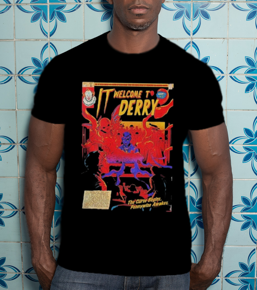 IT Welcome To Derry The Curse Begins Pennywise Awakes Comic Style T-Shirt