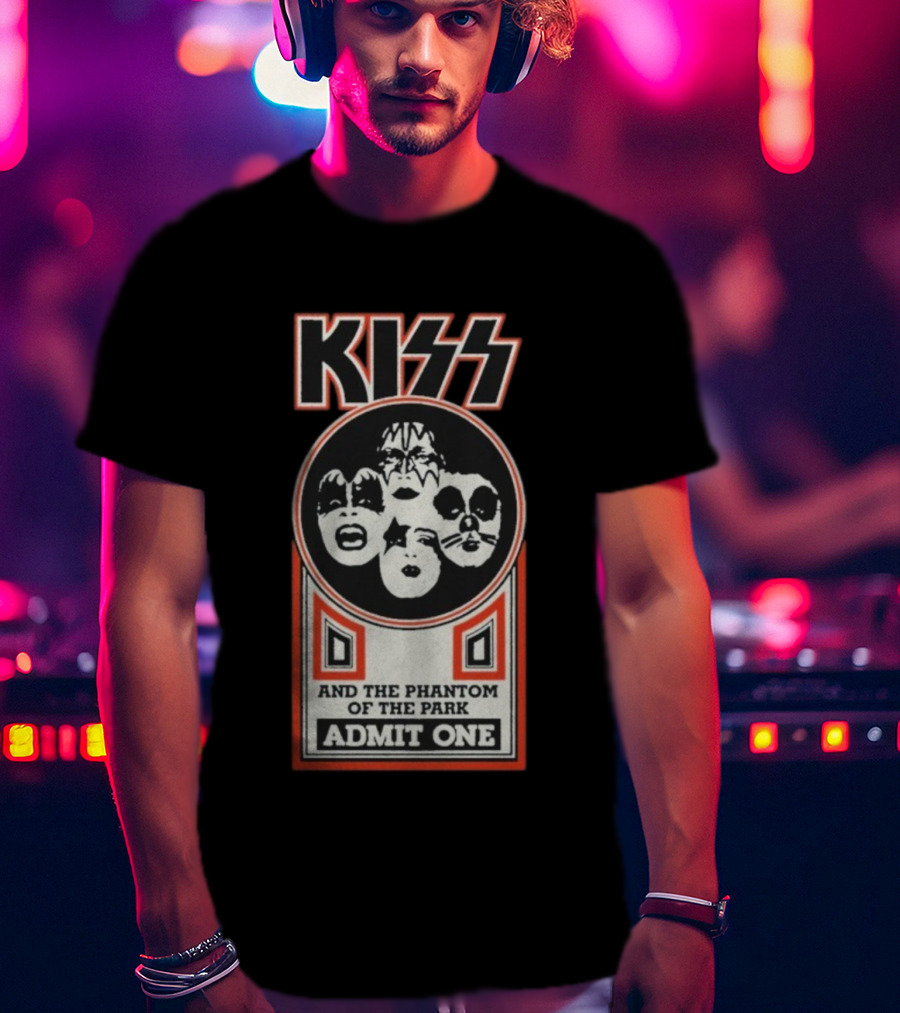 Kiss And The Phantom Of The Park Admit One Ticket Design T-Shirt