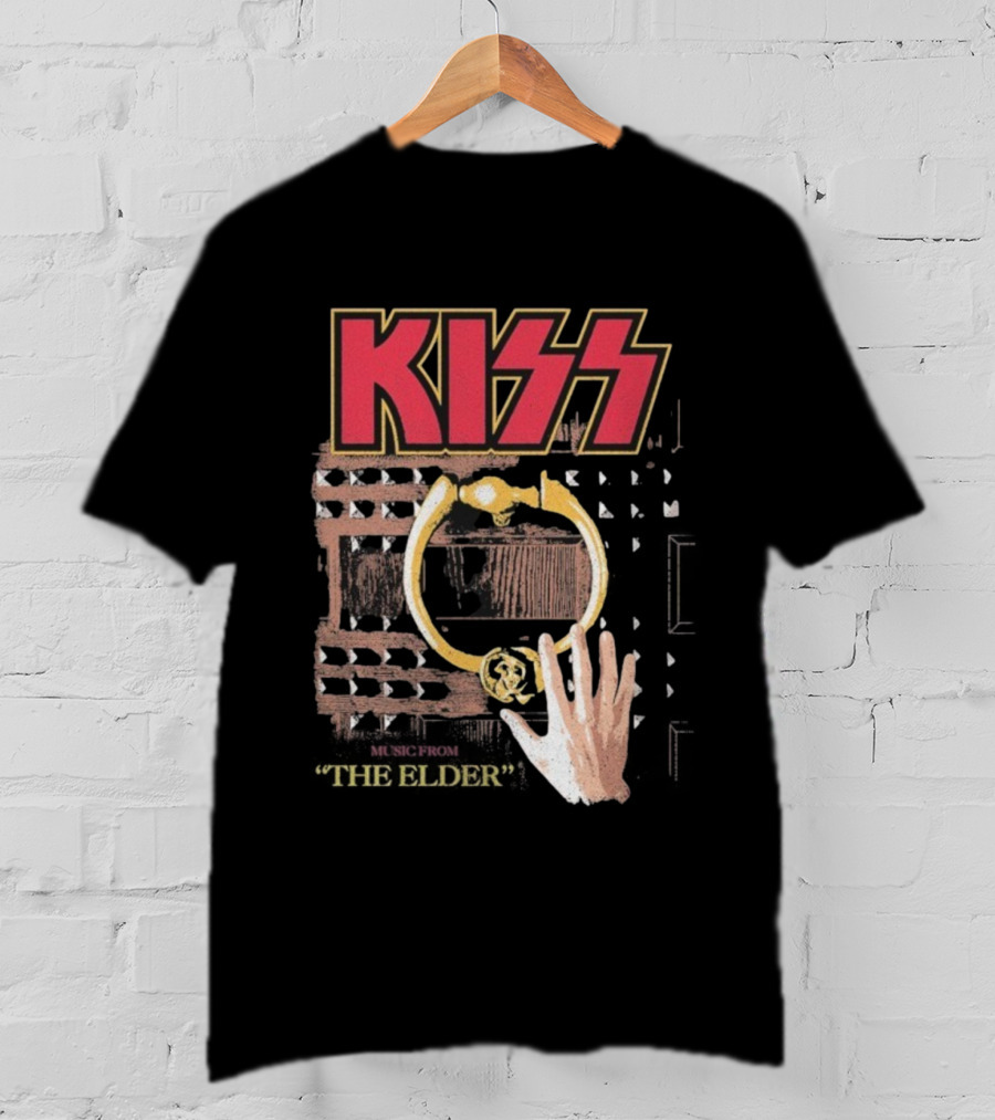 Kiss Music From The Elder Door Knocker Hand Iconic Rock Album Cover T-Shirt