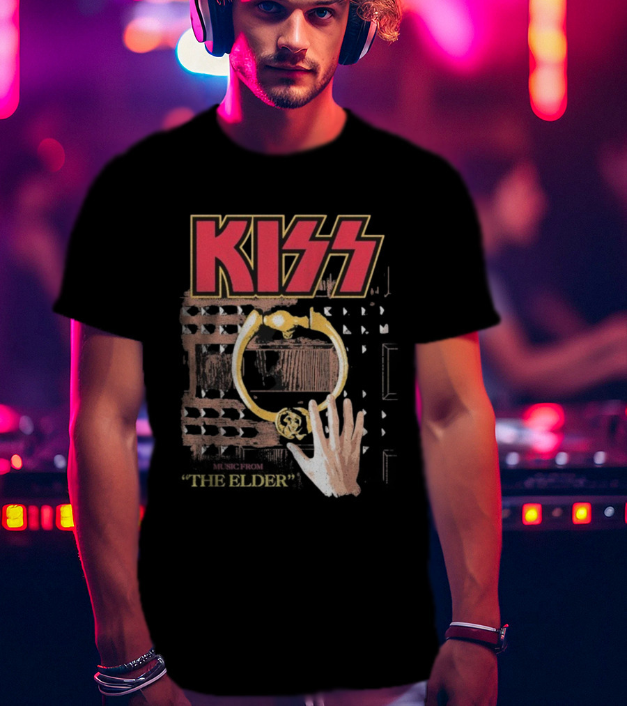 Kiss Music From The Elder Door Knocker Hand Iconic Rock Album Cover T-Shirt