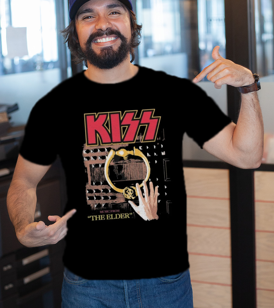 Kiss Music From The Elder Door Knocker Hand Iconic Rock Album Cover T-Shirt