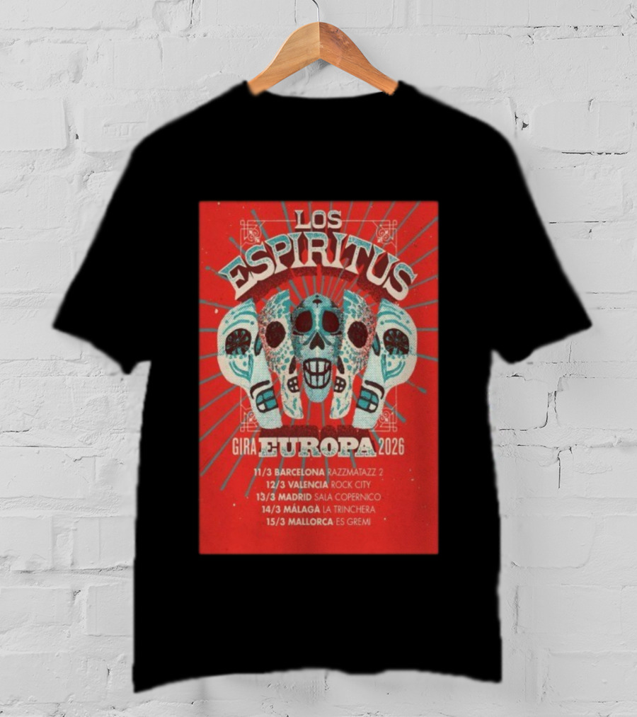 Los Espiritus Gira Europa 2026 Tour Dates Barcelona Valencia Madrid Málaga Mallorca T-Shirt