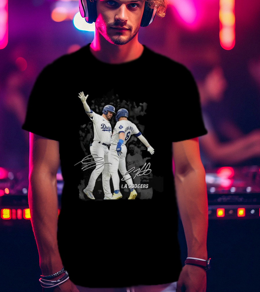 Kiké Hernandez Gavin Lux LA Dodgers Signature Celebration T-Shirt