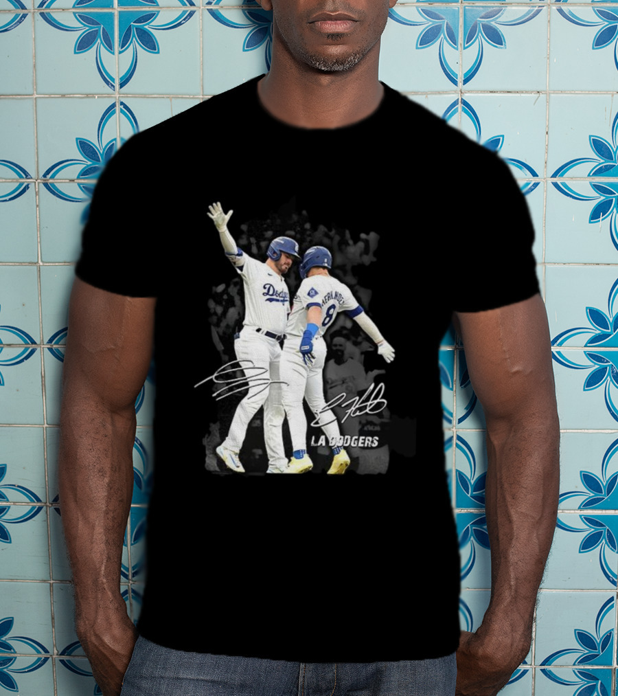 Kiké Hernandez Gavin Lux LA Dodgers Signature Celebration T-Shirt
