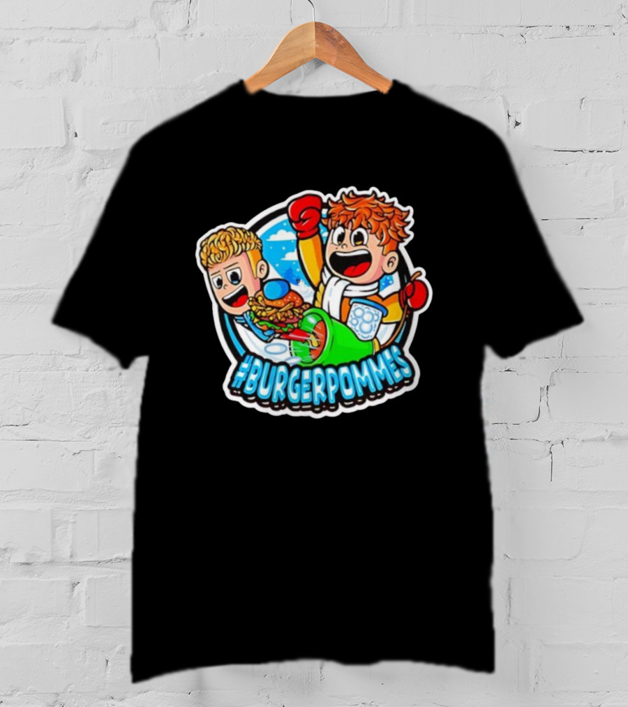 #Burgerpommes Cartoon Burger And Fries Adventure T-Shirt
