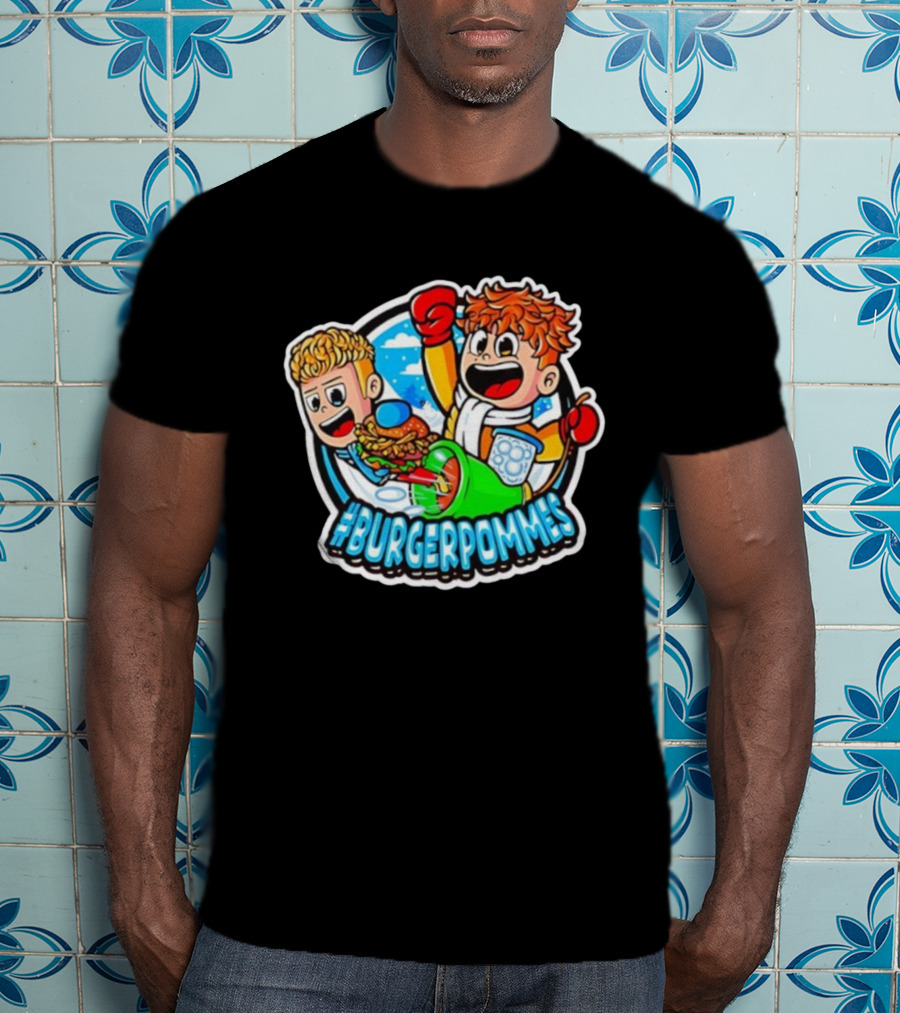 #Burgerpommes Cartoon Burger And Fries Adventure T-Shirt