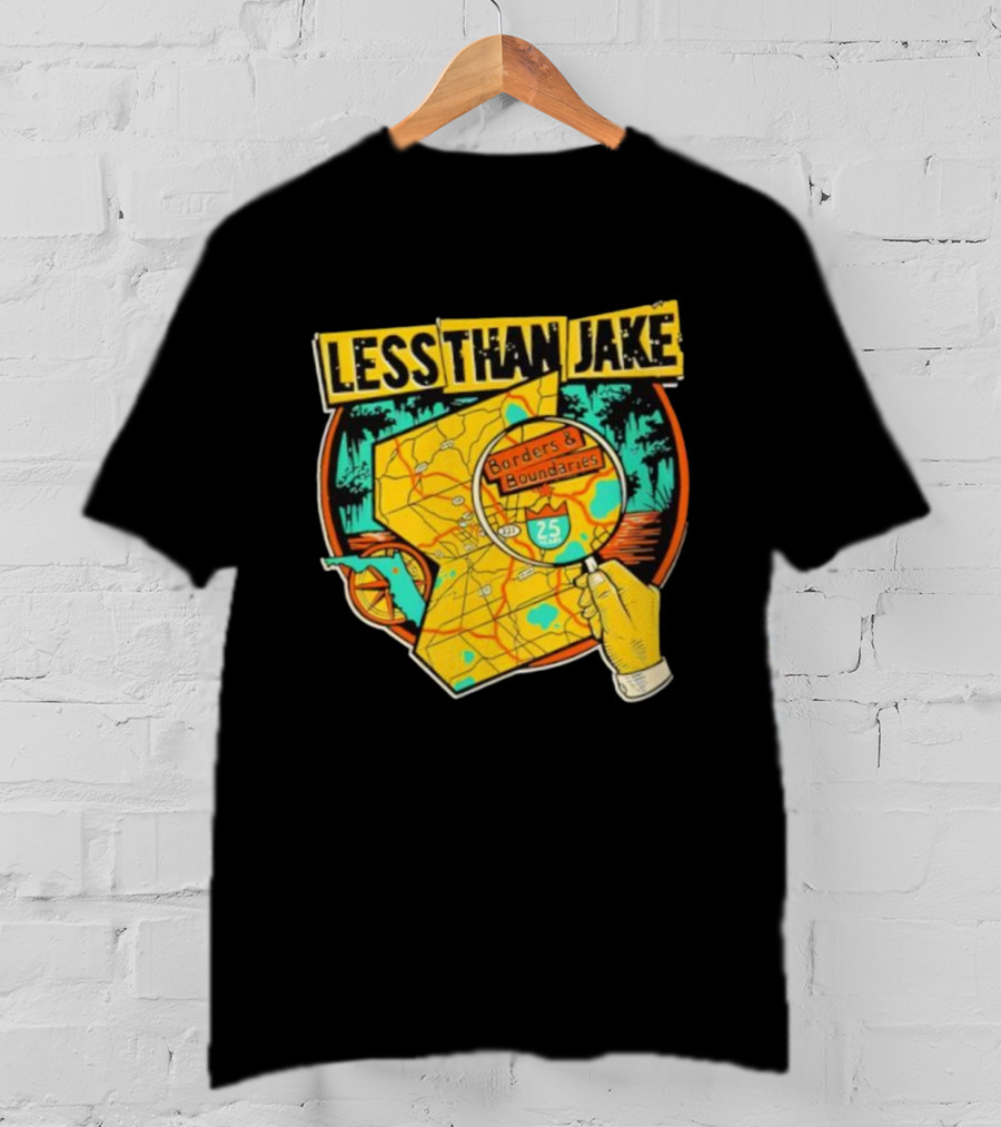 Less Than Jake Borders And Boundaries Anniversary Map Design T-Shirt