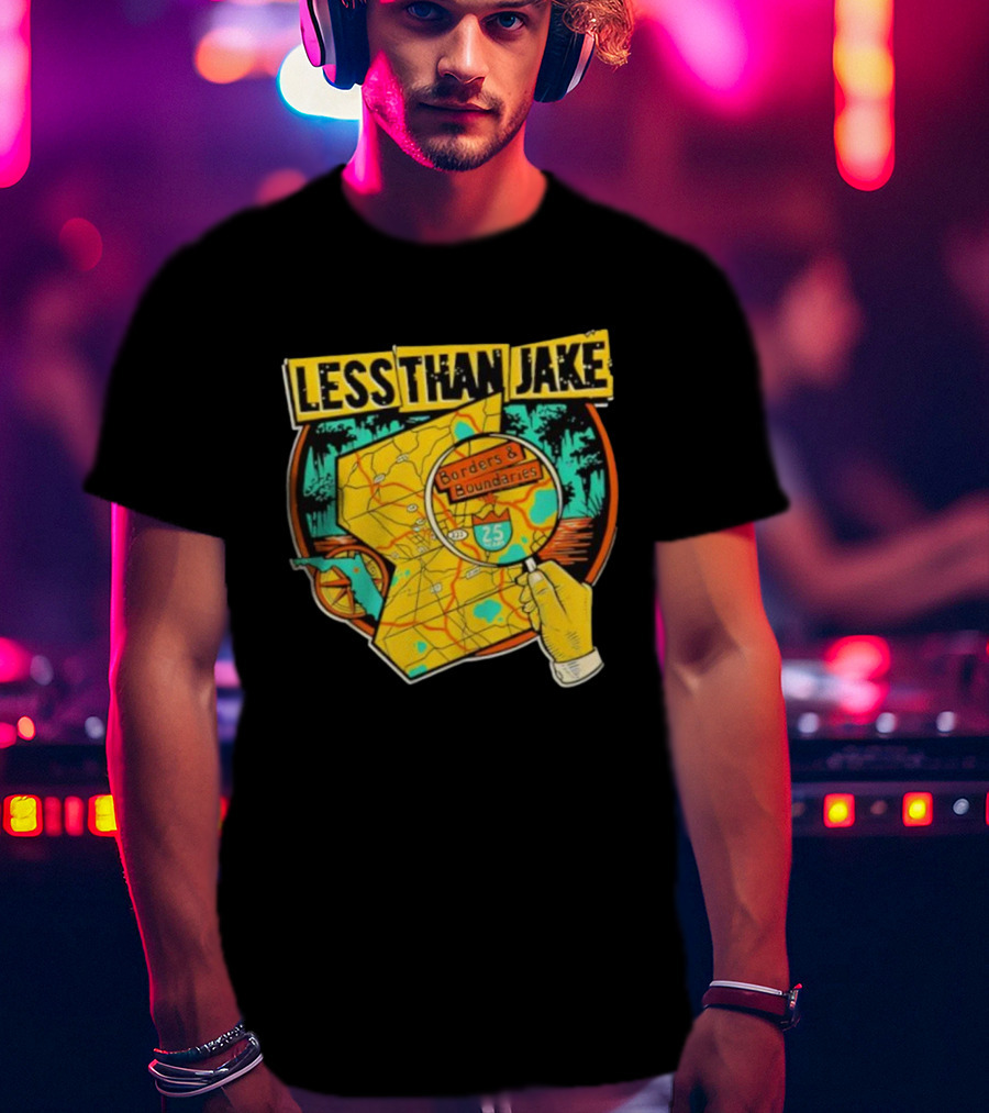 Less Than Jake Borders And Boundaries Anniversary Map Design T-Shirt