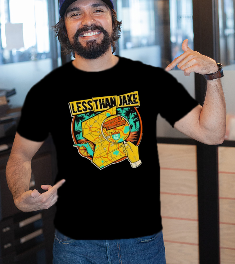 Less Than Jake Borders And Boundaries Anniversary Map Design T-Shirt