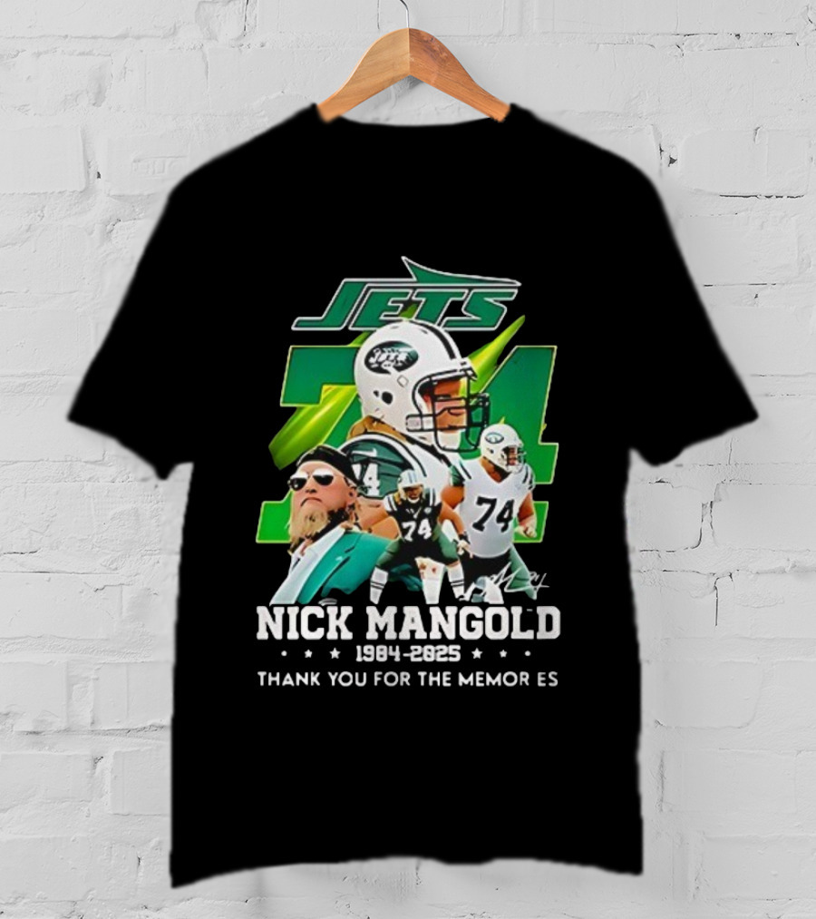 New York Jets Nick Mangold 74 Thank You For The Memories 1984-2023 T-Shirt