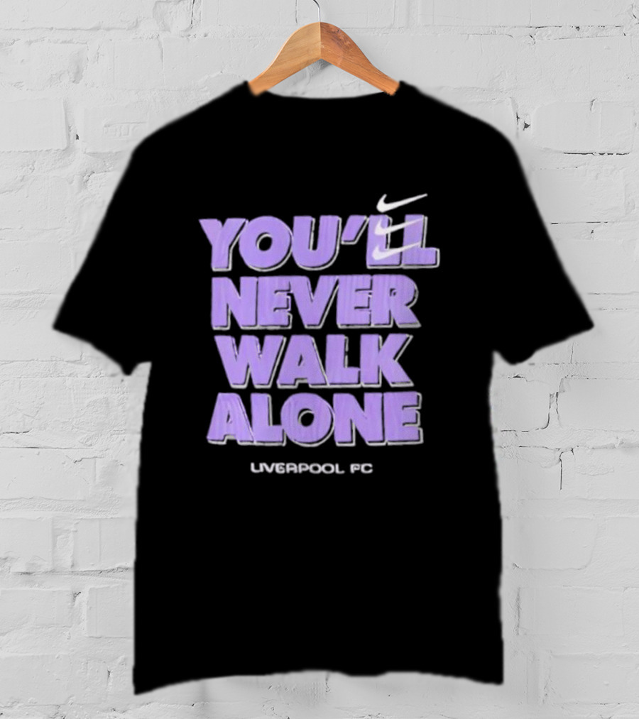 Nike You'll Never Walk Alone Liverpool FC Purple Text With Iconic Swoosh T-Shirt