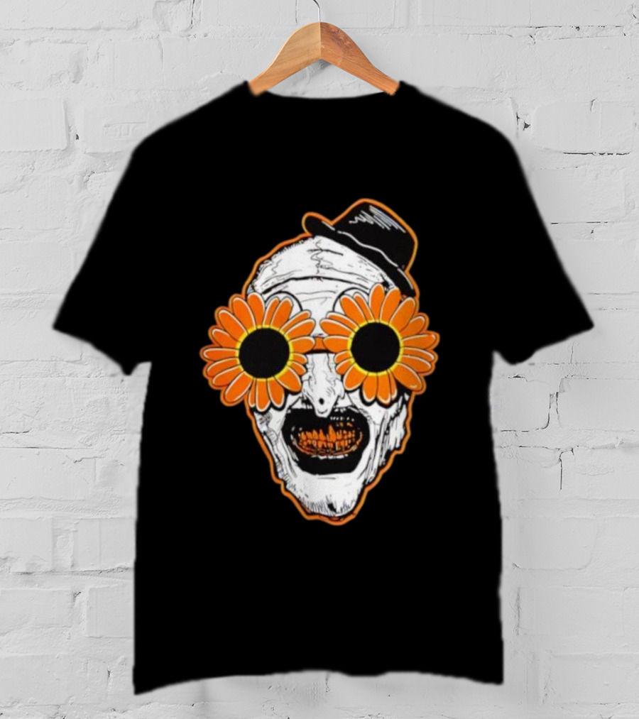 Art The Clown Creepy Halloween Sunflower Glasses Terrifier T-Shirt