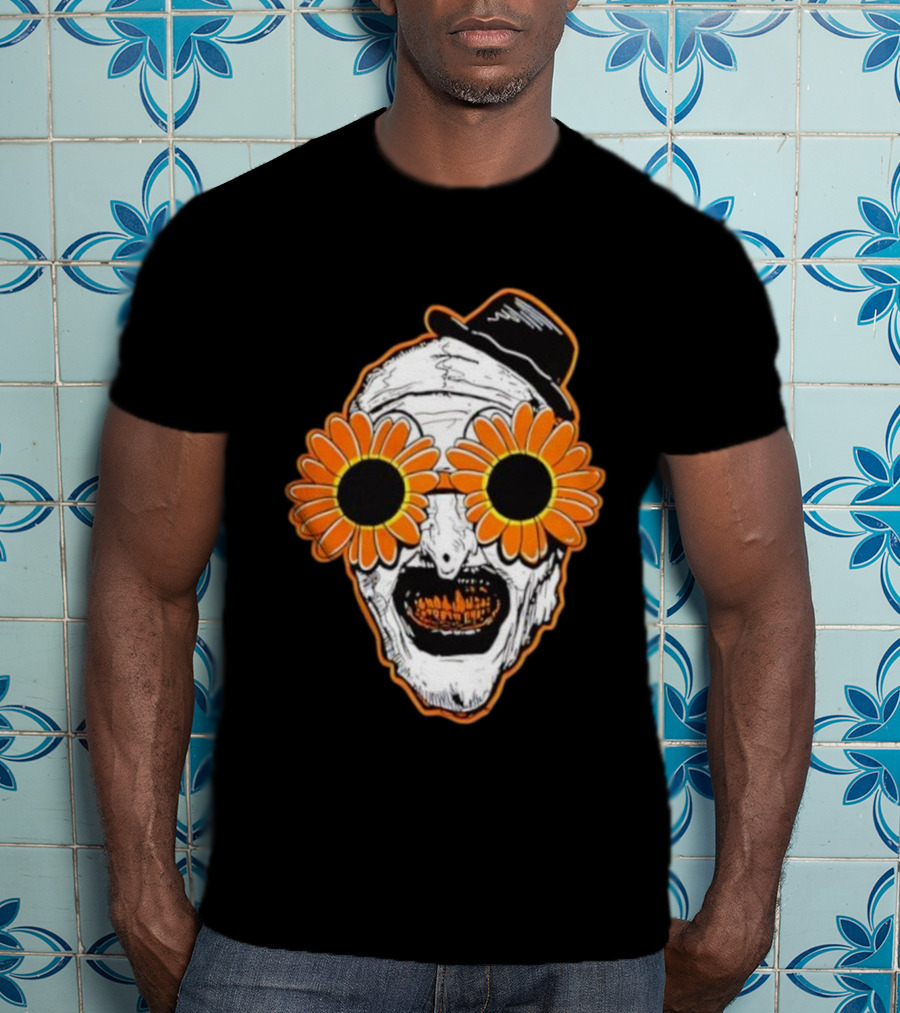 Art The Clown Creepy Halloween Sunflower Glasses Terrifier T-Shirt